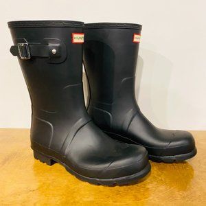 Men's Hunter Original Short Wellington Rubber Rain Snow Boot - 11, Black